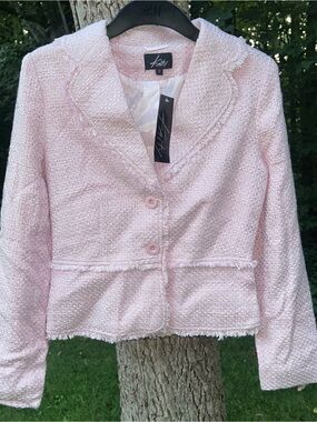 Vintage Y2K Kaity Deadstock Light Pink Tweed Fitted Blazer